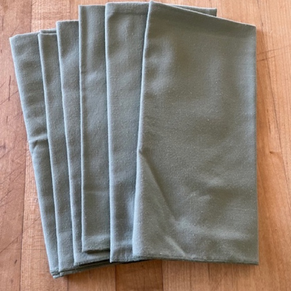 Set of Six Green Muted Napkins